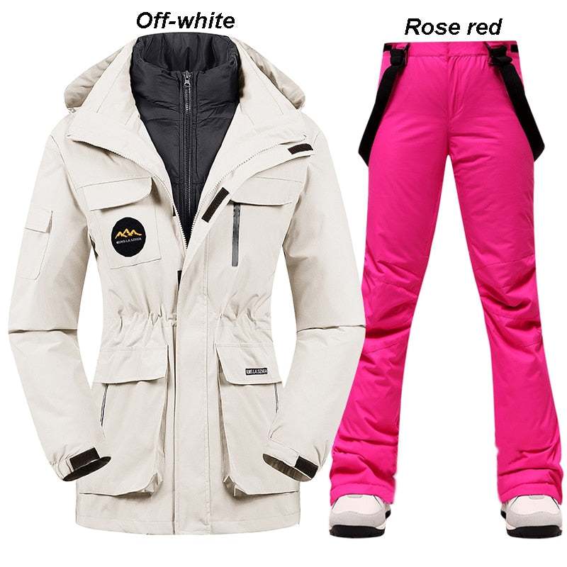 Super Warm Ski Suit Women Winter Snow Down Jacket and Pants - Acapparelstore