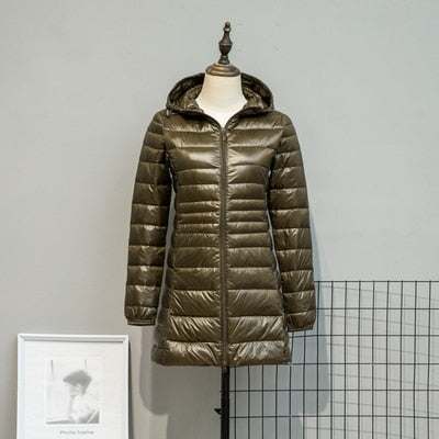 Jackets Women'Long Down Jackets Women's Ultra-Light Hooded Duck Down Coat