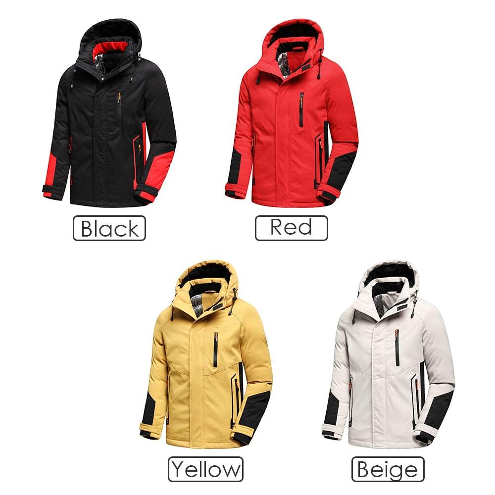 Men's Thick Warm Parkas Jacket Outdoor Windproof Pocket - Acapparelstore