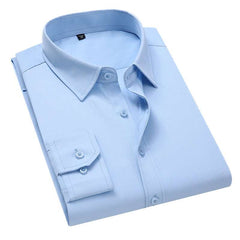 Men Solid Color Business Shirt Fashion Slim White Long Sleeve Shirt - Acapparelstore