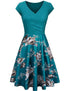-Neck Big Swing Stitching Retro SundressFloral Print Mini Dress Sexy V-Neck Big Swing Stitching Retro Sundress