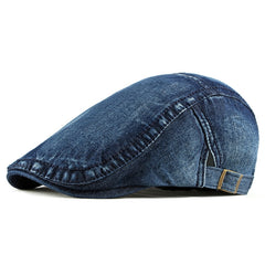 Simple Washed Denim Berets Unisex Hat Spring Summer Peaked Flat Cap  - Acapparelstore