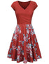 -Neck Big Swing Stitching Retro SundressFloral Print Mini Dress Sexy V-Neck Big Swing Stitching Retro Sundress