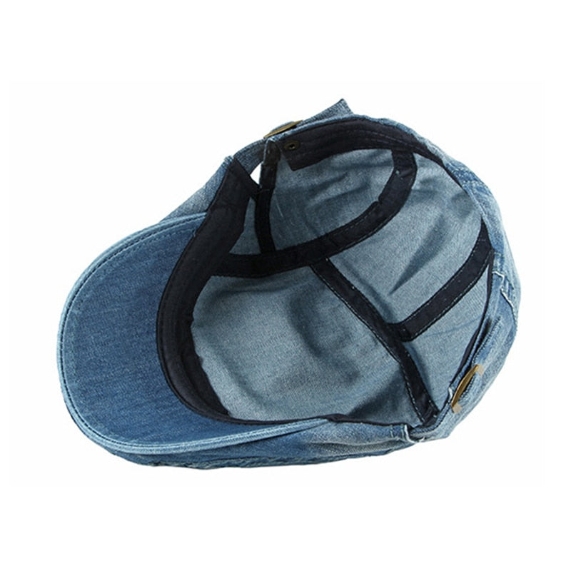 Simple Washed Denim Berets Unisex Hat Spring Summer Peaked Flat Cap  - Acapparelstore