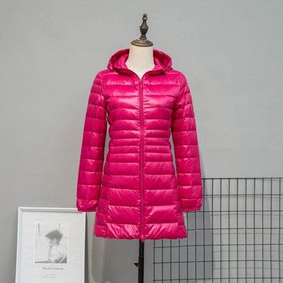 Jackets Women'Long Down Jackets Women's Ultra-Light Hooded Duck Down Coat