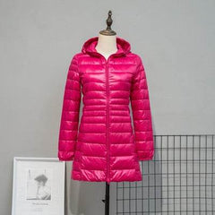 Jackets Women'Long Down Jackets Women's Ultra-Light Hooded Duck Down Coat