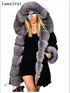 Parka Coats Thick Large Fur Collar Hooded Warm Coatwomen&