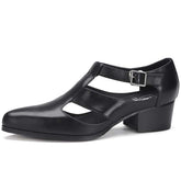 PU Leather Hollow High Heels Shoes Buckle Strap ClosedMen&