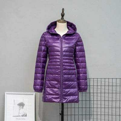 Jackets Women'Long Down Jackets Women's Ultra-Light Hooded Duck Down Coat