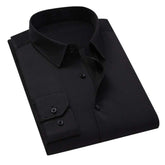 Men Solid Color Business Shirt Fashion Slim White Long Sleeve Shirt - Acapparelstore