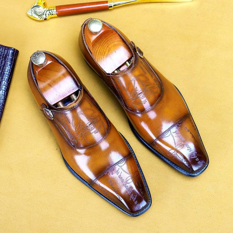 Oxford Shoes Handmade Buckle Men'Monk Strap Men's Oxford Shoes Handmade Buckle Men's Shoes