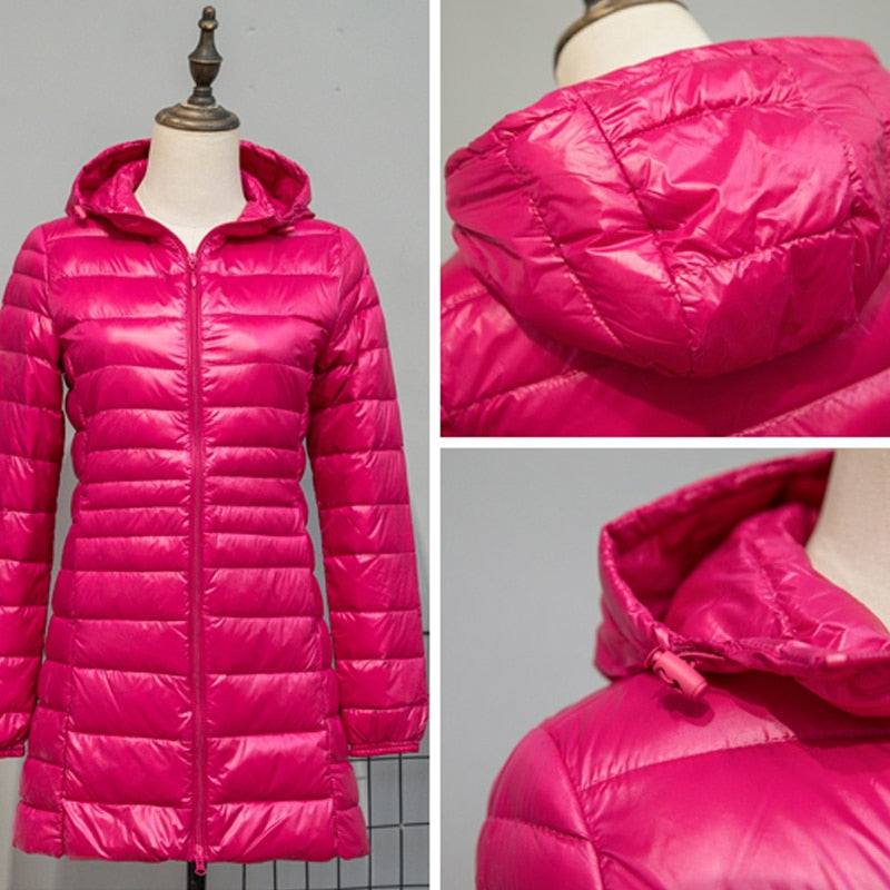 Jackets Women'Long Down Jackets Women's Ultra-Light Hooded Duck Down Coat