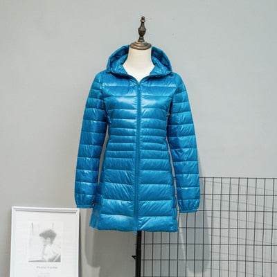 Jackets Women'Long Down Jackets Women's Ultra-Light Hooded Duck Down Coat
