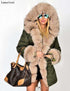 Parka Coats Thick Large Fur Collar Hooded Warm Coatwomen&