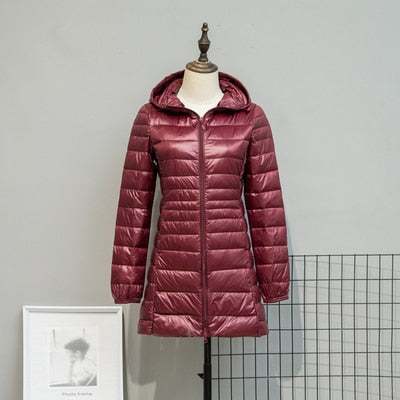 Jackets Women'Long Down Jackets Women's Ultra-Light Hooded Duck Down Coat