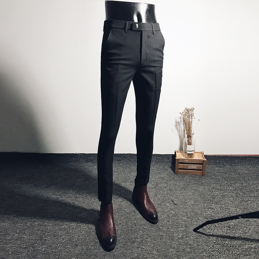 Fashion Men Suit Pants Ankle Length Business Wedding Dress PantsFashio Acapparelstore Fashion Men Suit Pants Ankle Length Business Wedding Dress PantsFashio Acapparelstore
