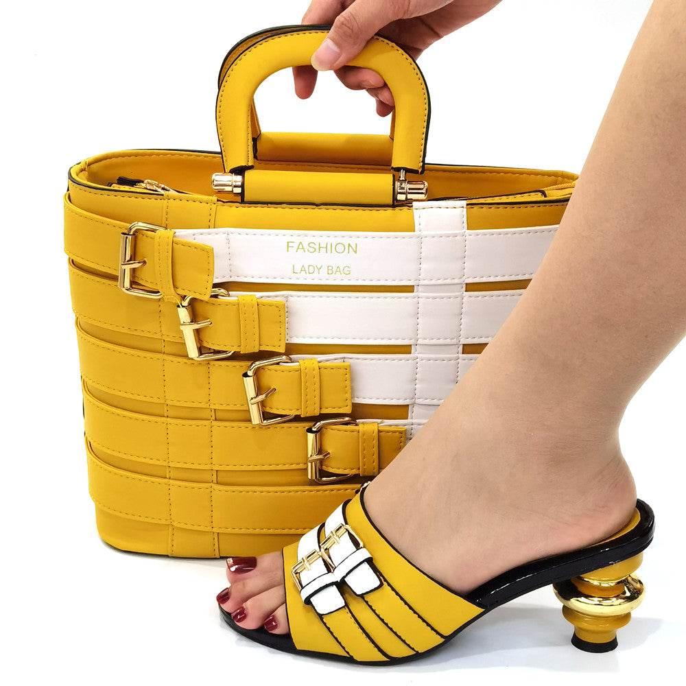 High-quality Women's Italian Shoes and Bag in Green Color Slipper - Acapparelstore