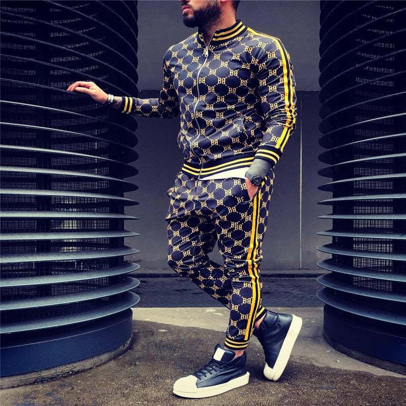 Casual Zipper Tracksuit Set Autumn Male SweatshirtMen&
