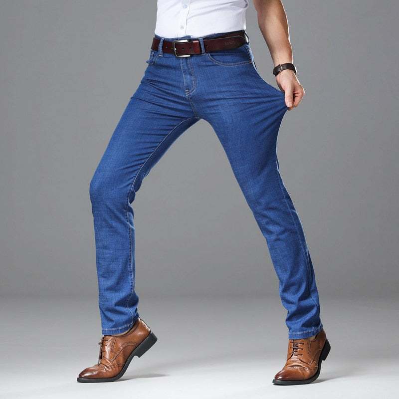 Spring Autumn Men's Business Jeans Brand Heavyweight Denim - Acapparelstore