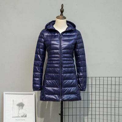 Jackets Women'Long Down Jackets Women's Ultra-Light Hooded Duck Down Coat