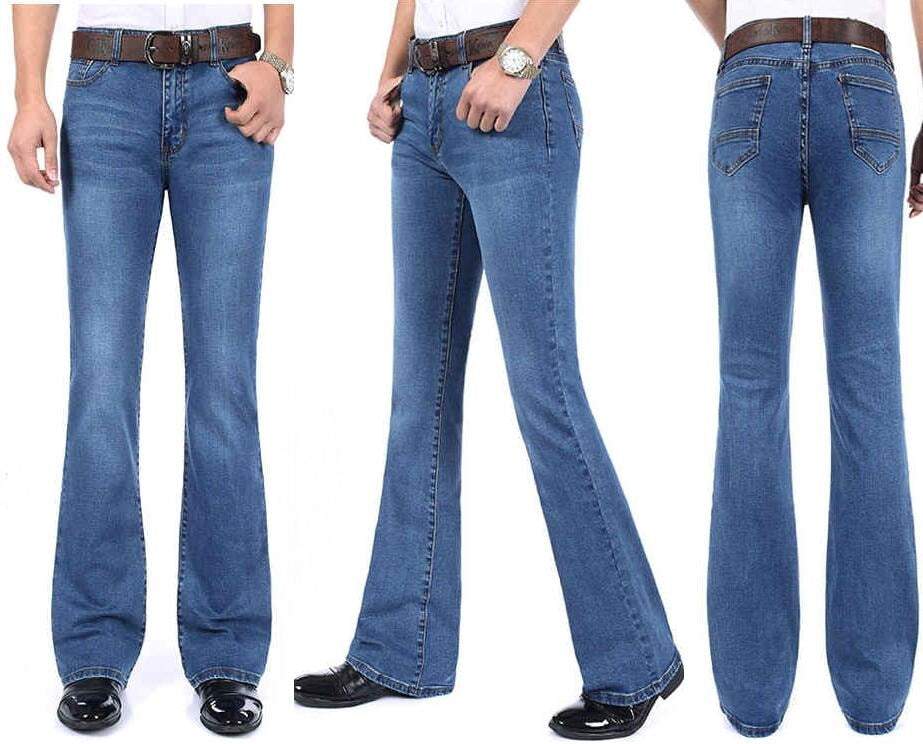 Men's Mid-Rise Jeans Elastic Flare Jeans Fashion Men Flare Jeans - Acapparelstore