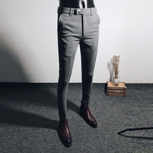 Fashion Men Suit Pants Ankle Length Business Wedding Dress PantsFashio Acapparelstore Fashion Men Suit Pants Ankle Length Business Wedding Dress PantsFashio Acapparelstore