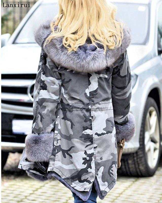 Parka Coats Thick Large Fur Collar Hooded Warm Coatwomen's Parka Coats Thick Large Fur Collar Hooded Warm Coat