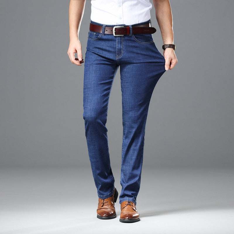 Spring Autumn Men's Business Jeans Brand Heavyweight Denim - Acapparelstore