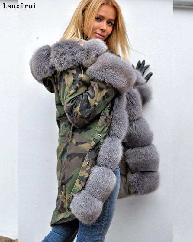 Parka Coats Thick Large Fur Collar Hooded Warm Coatwomen&