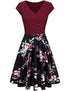 -Neck Big Swing Stitching Retro SundressFloral Print Mini Dress Sexy V-Neck Big Swing Stitching Retro Sundress