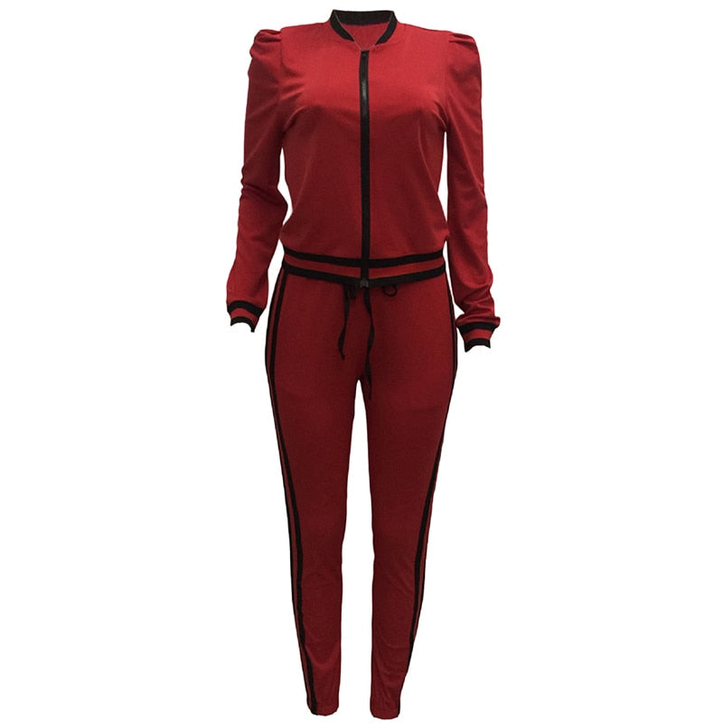 Women's Tracksuits Two Piece Stripe Jogger V Neck Sweatsuits Plus Size - Acapparelstore