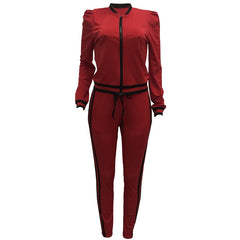 Women's Tracksuits Two Piece Stripe Jogger V Neck Sweatsuits Plus Size - Acapparelstore
