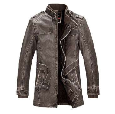 High-Quality Leather Jacket Men's Slim Warm Washed Leather Coat - Acapparelstore