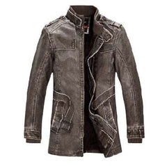 High-Quality Leather Jacket Men's Slim Warm Washed Leather Coat - Acapparelstore
