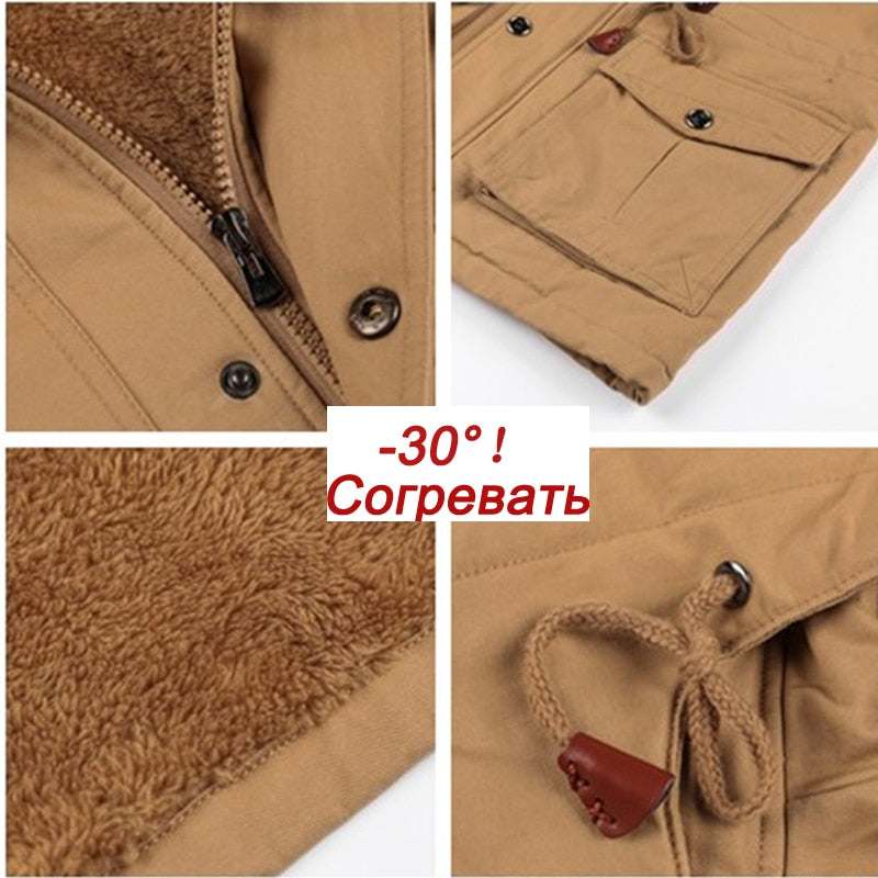Men's Winter Fleece Jacket Coats Thick Warm Casual Parkas Military Jackets - Acapparelstore