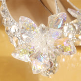 Silver Crystal Wedding Shoes Rhinestone Pearl Beaded ShoesWomen&