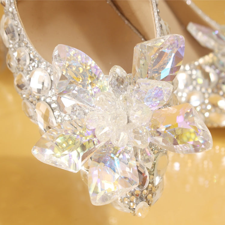 Silver Crystal Wedding Shoes Rhinestone Pearl Beaded ShoesWomen&