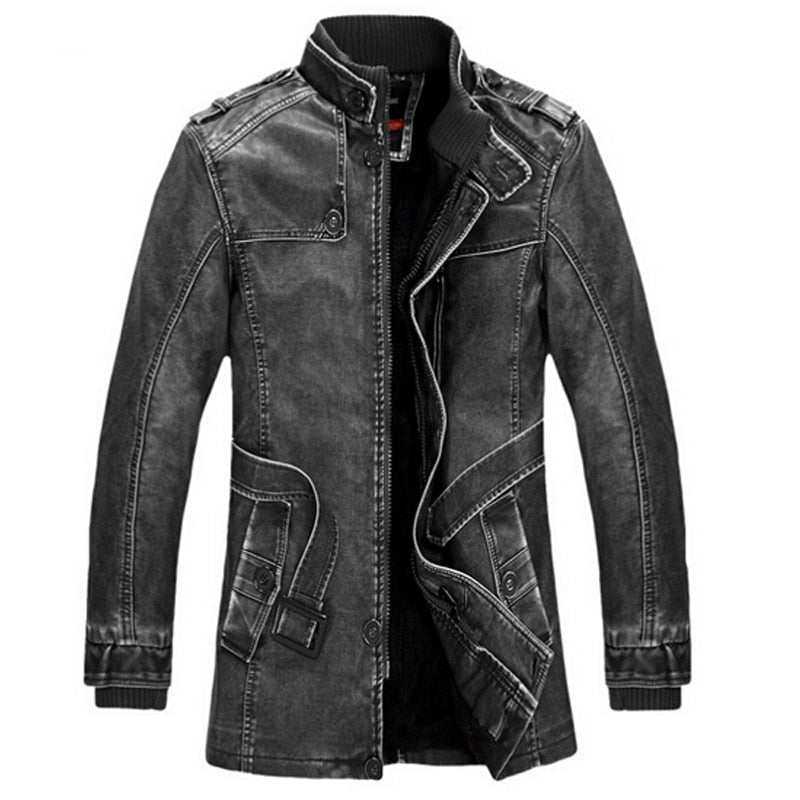 High-Quality Leather Jacket Men's Slim Warm Washed Leather Coat - Acapparelstore