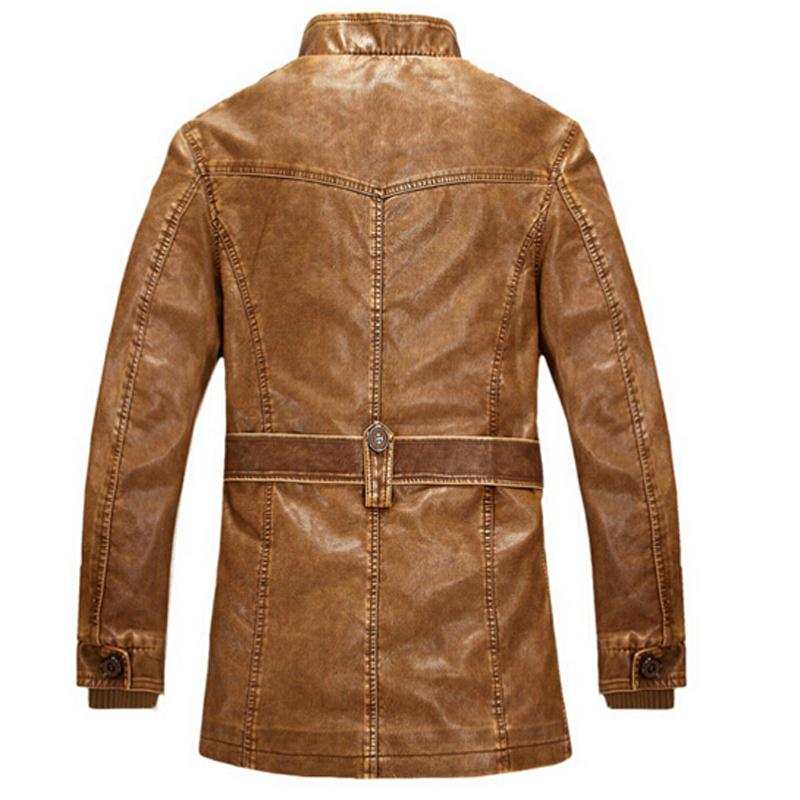 High-Quality Leather Jacket Men's Slim Warm Washed Leather Coat - Acapparelstore