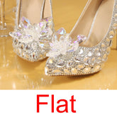 Silver Crystal Wedding Shoes Rhinestone Pearl Beaded ShoesWomen&