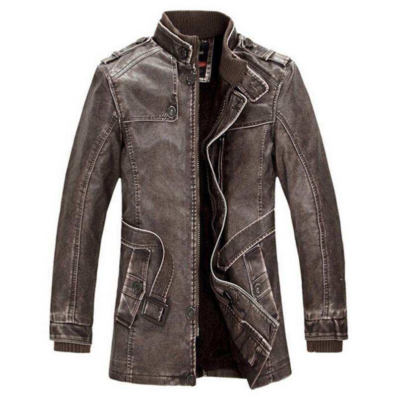 High-Quality Leather Jacket Men's Slim Warm Washed Leather Coat - Acapparelstore