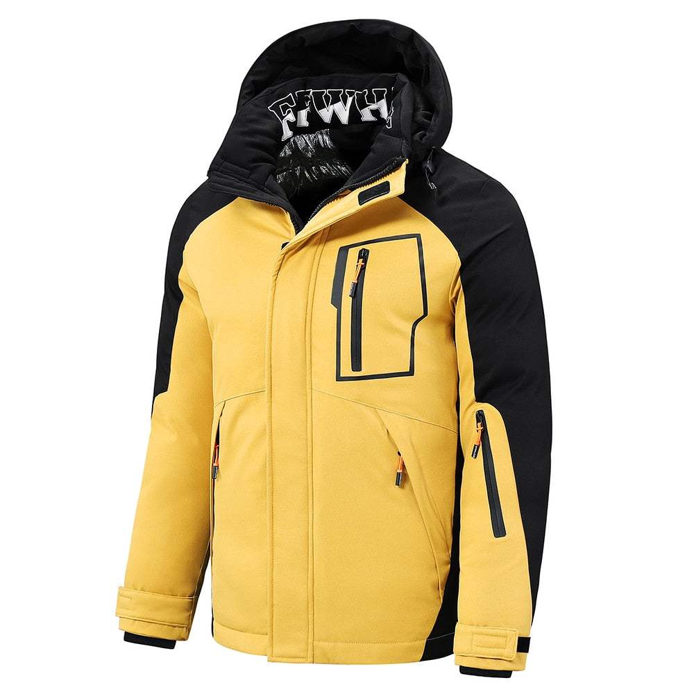 Men's Thick Warm Parkas Jacket Outdoor Windproof Pocket - Acapparelstore