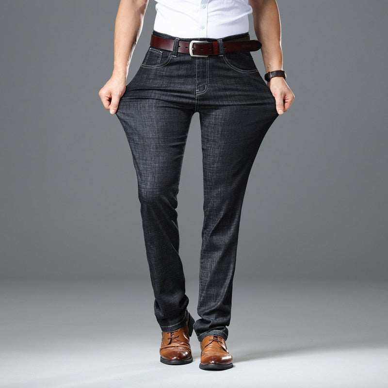 Spring Autumn Men's Business Jeans Brand Heavyweight Denim - Acapparelstore