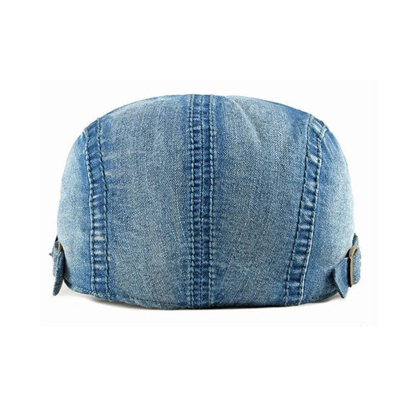 Simple Washed Denim Berets Unisex Hat Spring Summer Peaked Flat Cap  - Acapparelstore