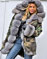 Parka Coats Thick Large Fur Collar Hooded Warm Coatwomen&