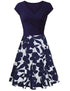 -Neck Big Swing Stitching Retro SundressFloral Print Mini Dress Sexy V-Neck Big Swing Stitching Retro Sundress