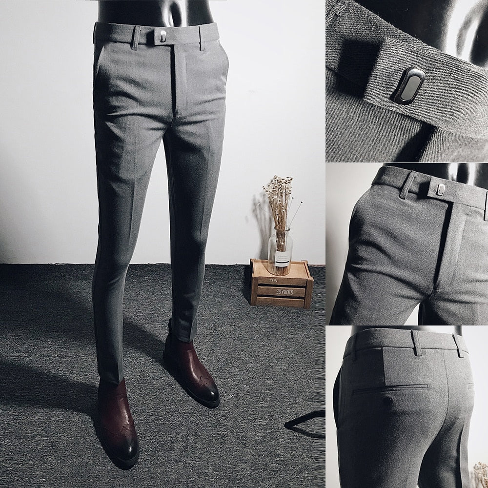 Fashion Men Suit Pants Ankle Length Business Wedding Dress PantsFashio Acapparelstore Fashion Men Suit Pants Ankle Length Business Wedding Dress PantsFashio Acapparelstore