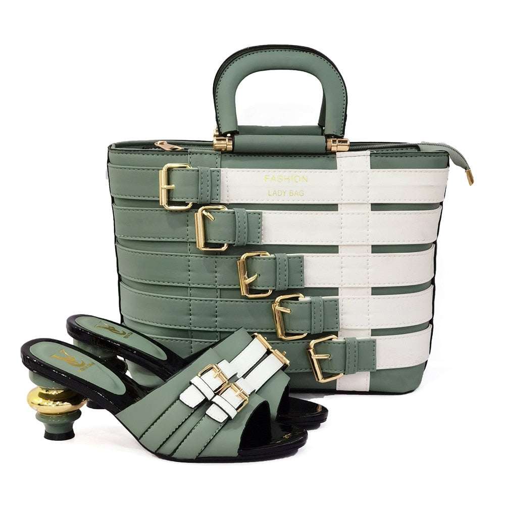 High-quality Women's Italian Shoes and Bag in Green Color Slipper - Acapparelstore