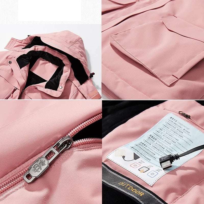 Winter Jacket USB Charge Heated CoatIntelligent Heating Women&