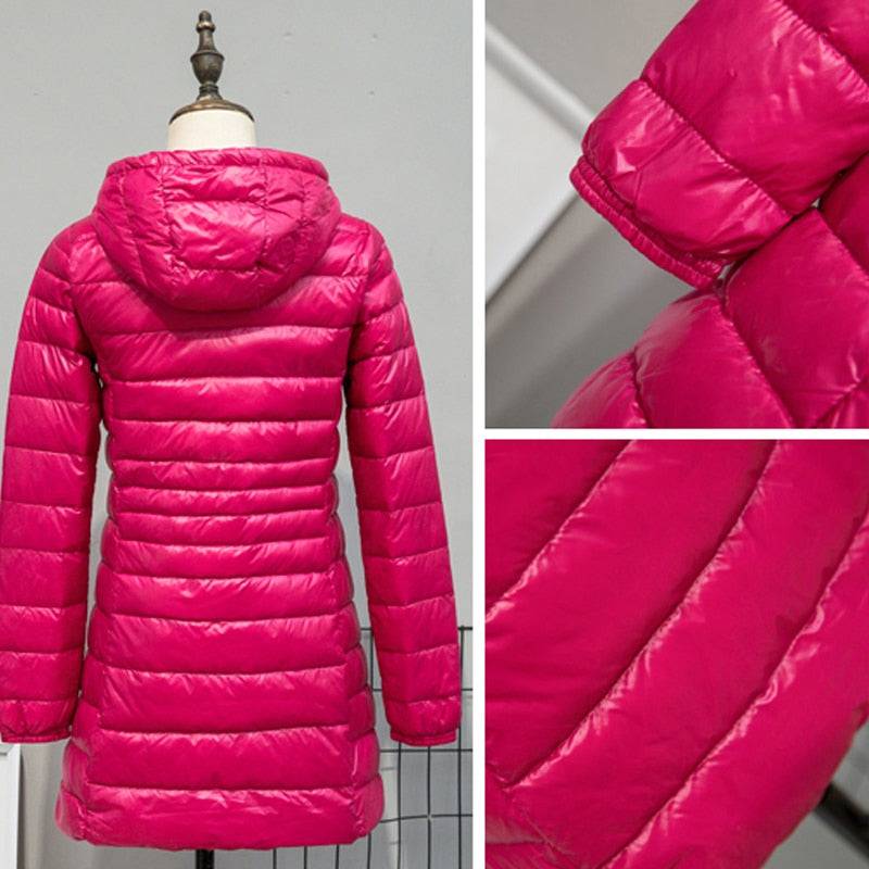 Jackets Women'Long Down Jackets Women's Ultra-Light Hooded Duck Down Coat